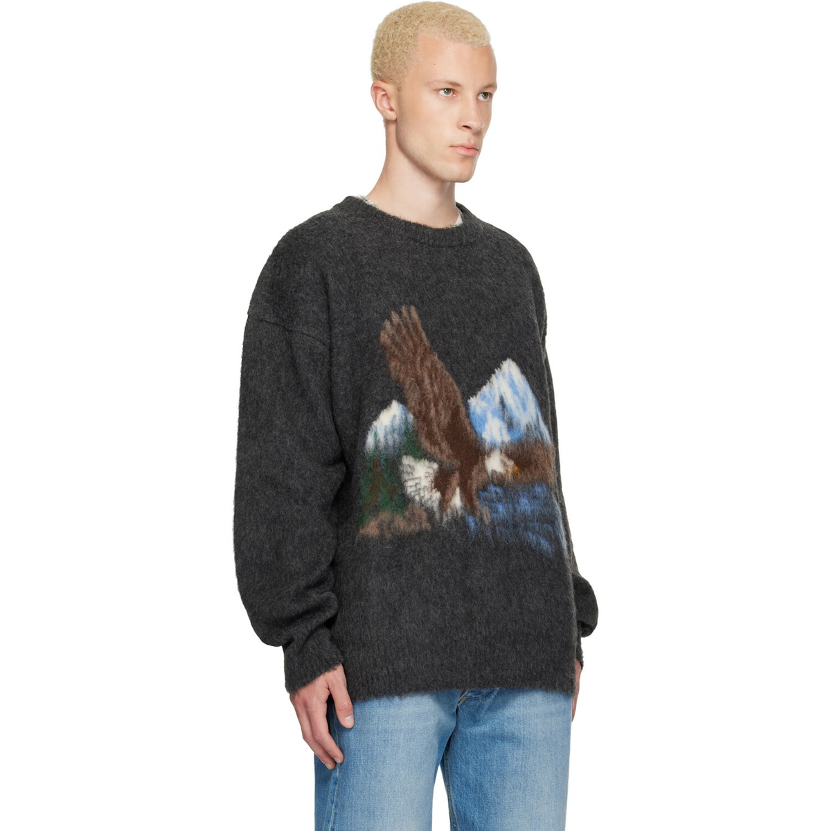 Maison Margiela Gray Brushed Eagle Sweater