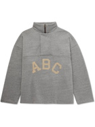 FEAR OF GOD - Logo-Flocked Cotton-Blend Jersey Half-Zip Sweatshirt - Gray