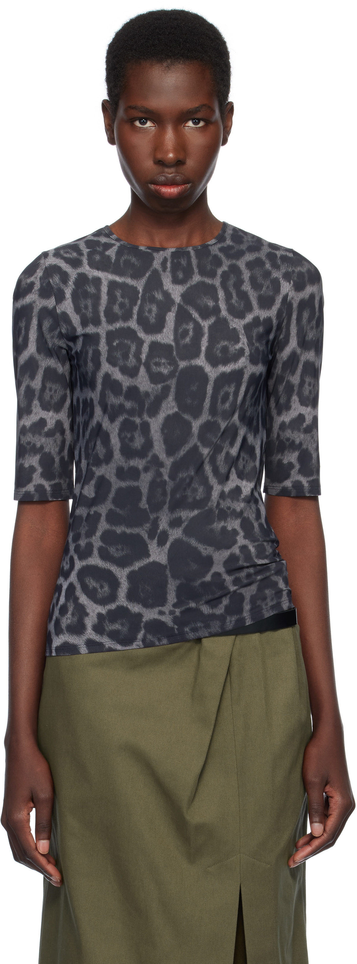 Stella McCartney Gray Leopard Print T-shirt