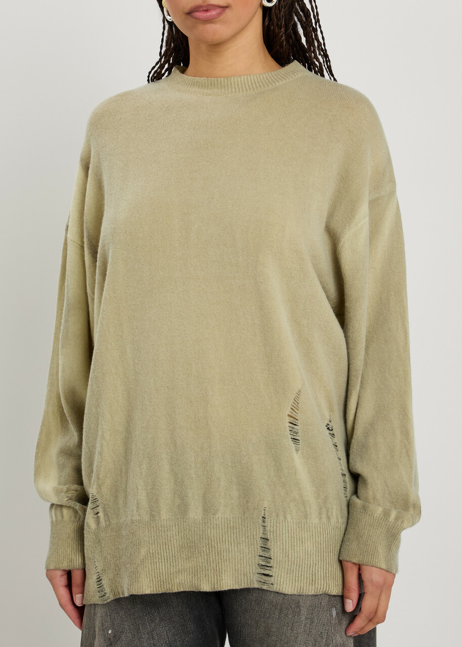 Our Legacy Slant Distressed Effect Wool Jumper Beige