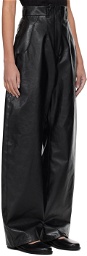 Mame Kurogouchi Black Coated Faux-Leather Trousers
