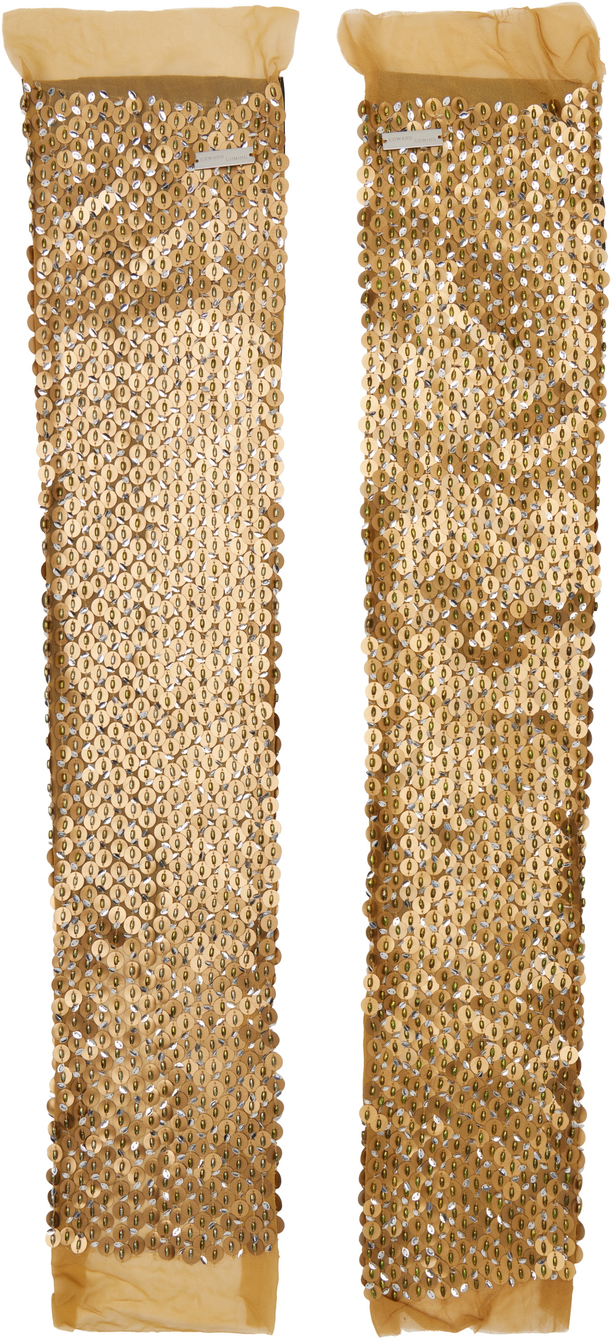 Edward Cuming Brown Hand Embroidered Sequin Leg Warmers