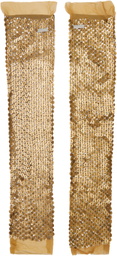 Edward Cuming Brown Hand Embroidered Sequin Leg Warmers