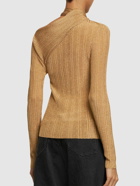 RABANNE Pleated Lurex Long Sleeve Top with Scarf