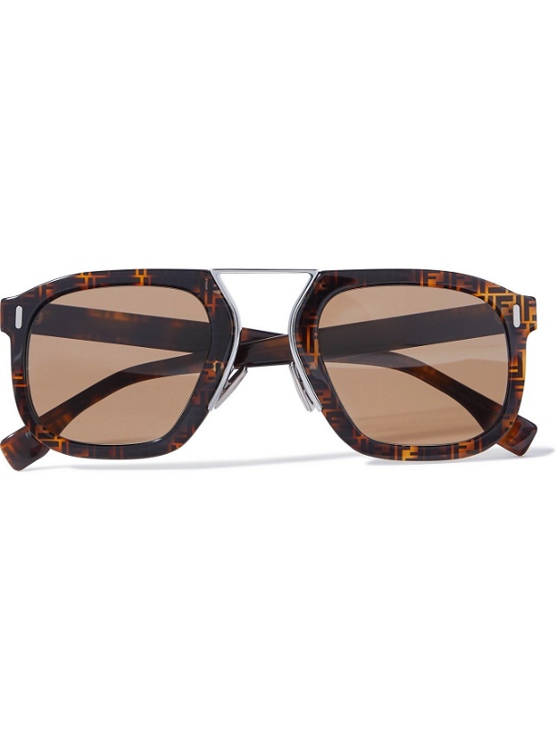 Photo: FENDI - Square-Frame Acetate and Silver-Tone Sunglasses