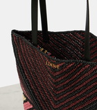 Loewe Paula's Ibiza Puzzle Fold Medium striped raffia tote bag