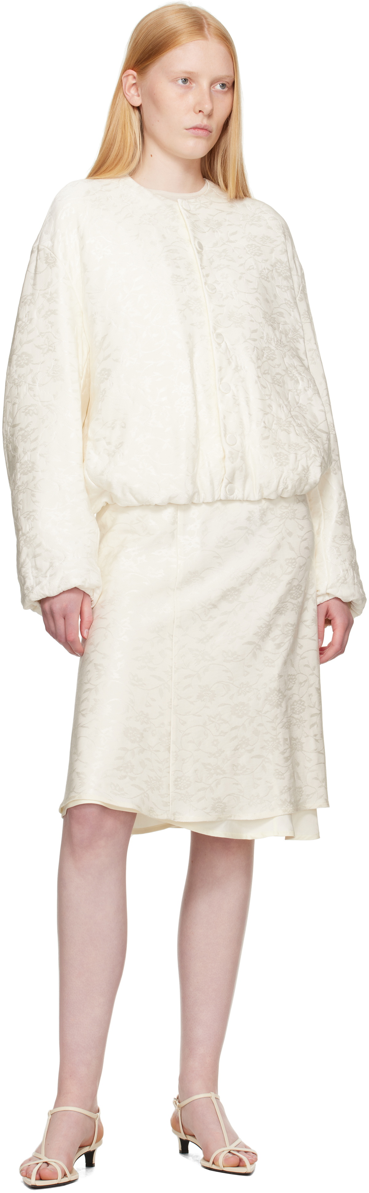 Jil Sander Off-White Jacquard Bomber Jacket