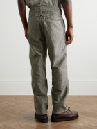 Visvim - Pastoral Straight-Leg Panelled Striped Cotton-Moleskin Trousers - Gray