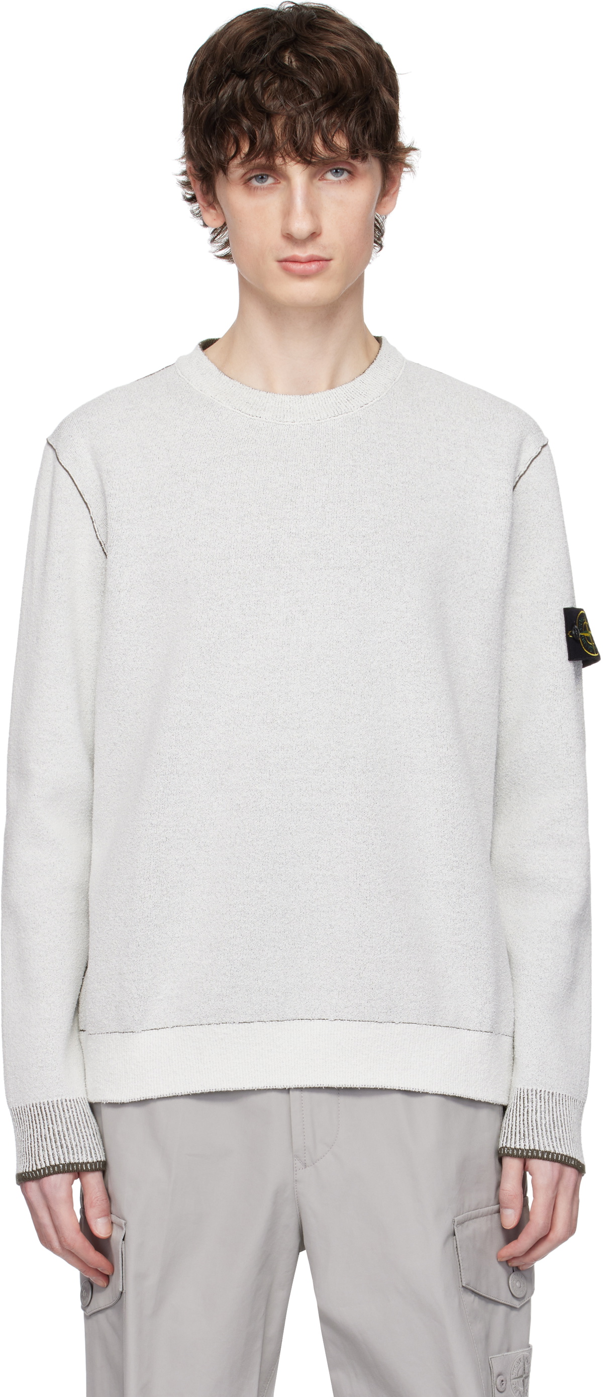 Stone Island Men's Soft Cotton Crew Neck Knit in Turquoise Stone Island Men's Soft Cotton Crew Neck Knit in Turquoise