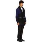 Alexander McQueen Navy and Black Punk Patchwork Knitted Cardigan