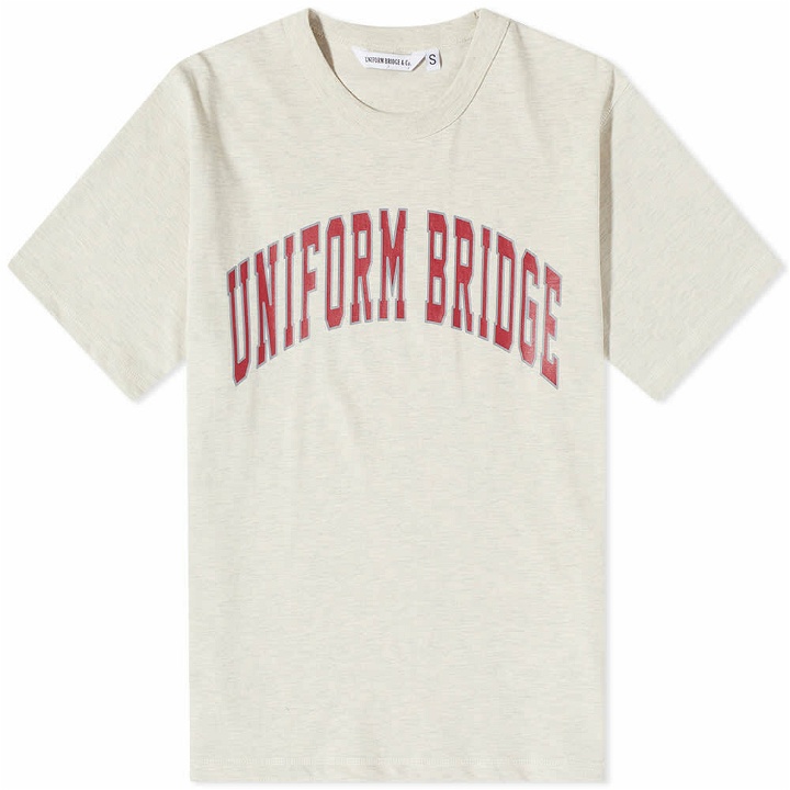 Photo: Uniform Bridge Men's Arch Logo T-Shirt in Oatmeal
