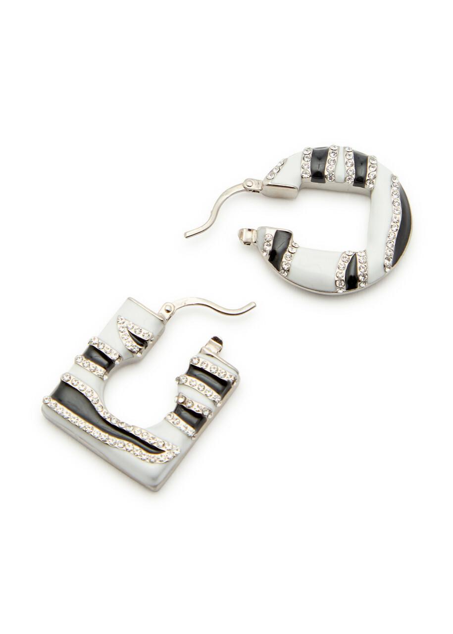Jacquemus Les Boucles Rond Carré Enamelled Hoop Earrings - Black - One Size