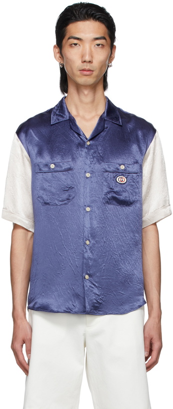 Photo: Gucci Blue Interlocking G Bowling Short Sleeve Shirt