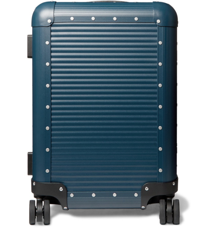 Photo: FPM Milano - Spinner 53cm Leather-Trimmed Aluminium Carry-On Suitcase - Blue