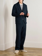 Mr P. - Edward Straight-Leg Waffle-Knit Organic Cotton Suit Trousers - Blue