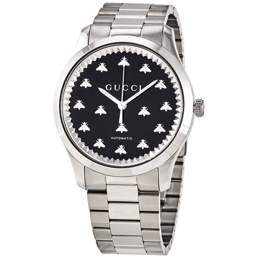 Gucci G-Timeless Automatic Black Onyx Stone Dial Mens Watch YA126283