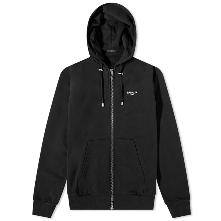 Photo: Balmain Flocked Logo Zip Hoody