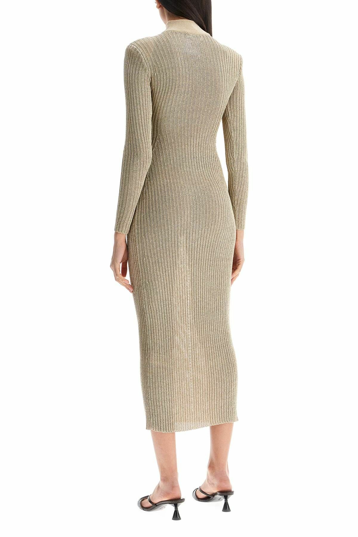 SELF PORTRAIT maxi lurex knit dress in Gold Self-Portrait