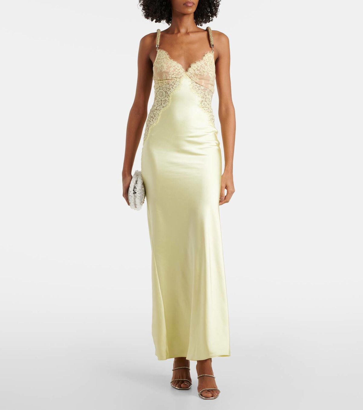 Self-Portrait x Christopher Kane lace-trimmed satin maxi dress Self-Portrait
