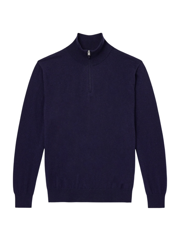 Photo: Canali - Cashmere Half-Zip Sweater - Blue