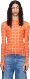 JW Anderson Orange Grid Long Sleeve T-Shirt