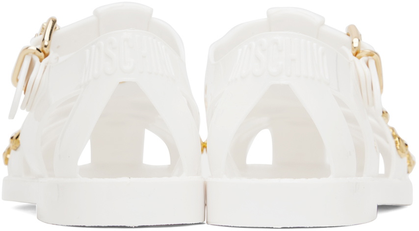 【関税込み】Moschino ホワイト Teddy Stud ジェリーサンダル Moschino White Teddy Stud Jelly Sandals Moschino