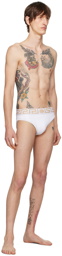 Versace Underwear White Greca Border Swim Briefs