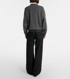 Brunello Cucinelli Leather-trimmed wide-leg jeans