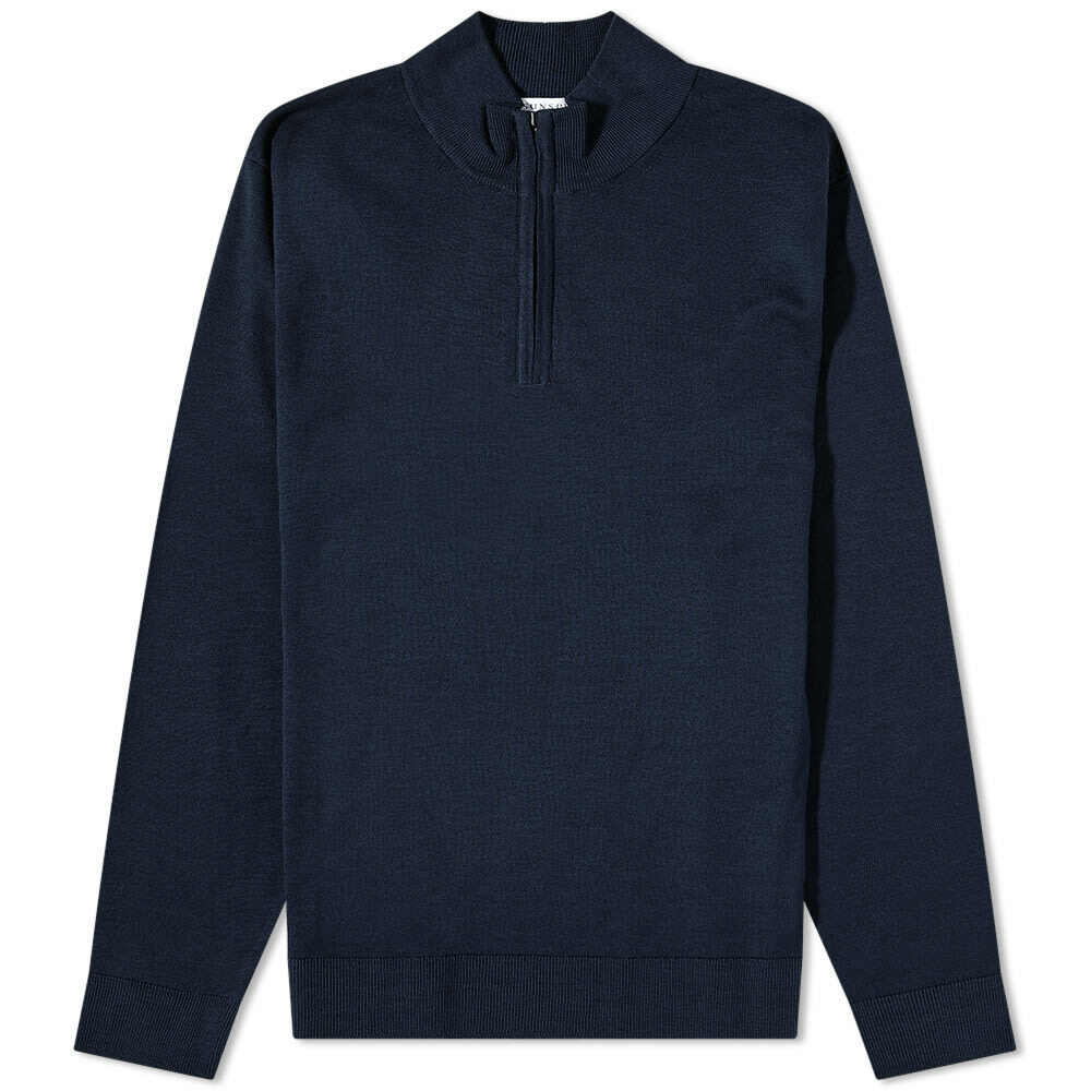 Sunspel Men's Quarter Zip Sweat in Light Navy Sunspel