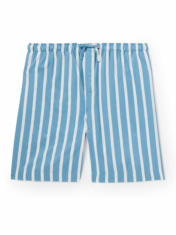 Photo: Derek Rose - Royal Straight-Leg Striped Cotton Pyjama Shorts - Blue