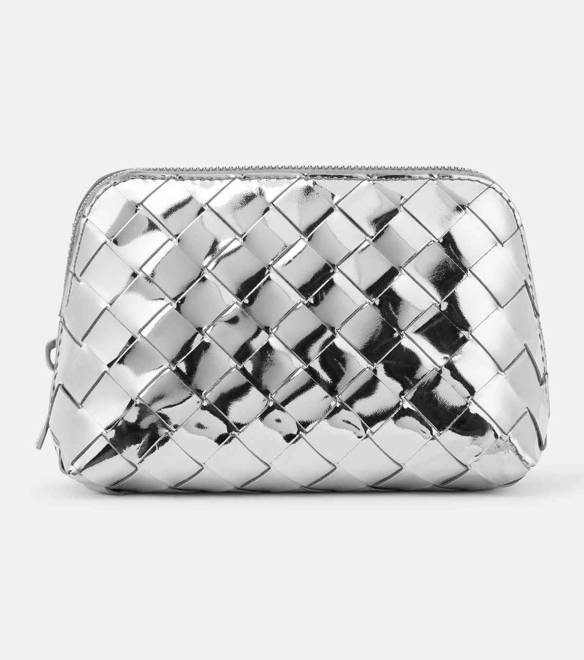 Bottega Veneta Intrecciato metallic leather pouch