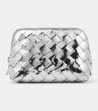 Bottega Veneta Intrecciato metallic leather pouch