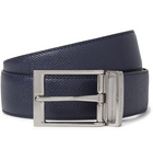 Burberry - 3.5cm Black and Navy Reversible Pebble-Grain Leather Belt - Black