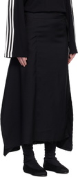 Y-3 Black Sport Uniform Raw Cut 3 Stripes Midi Skirt