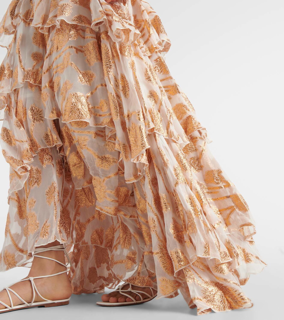 Alexandra Miro Cordelia embroidered tiered maxi skirt