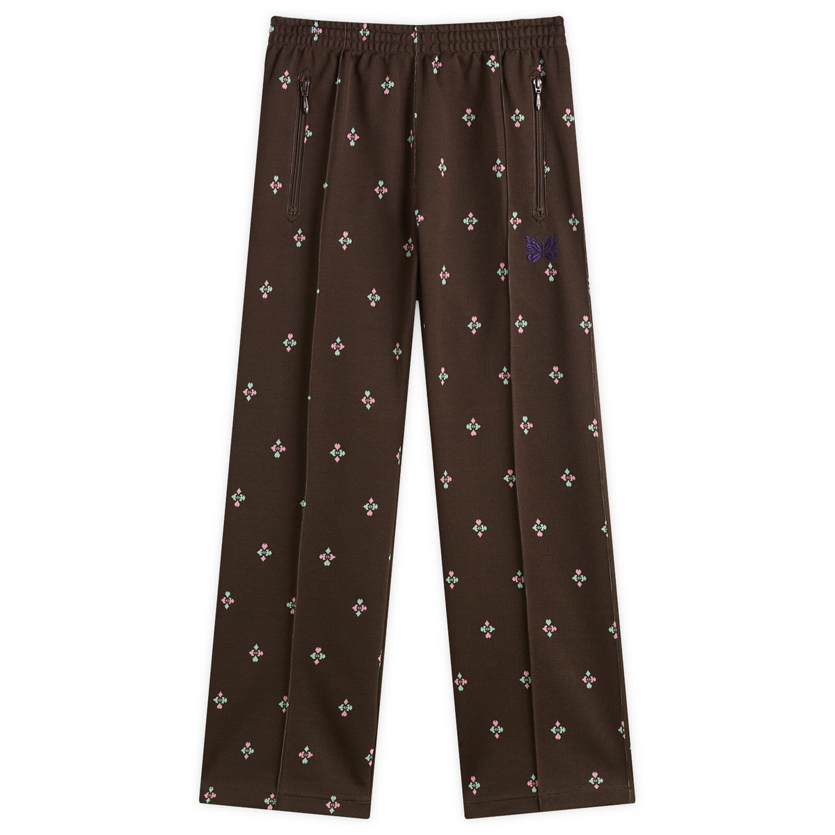Needles Women's Poly Smooth Track Pant in Dark Brown Needles