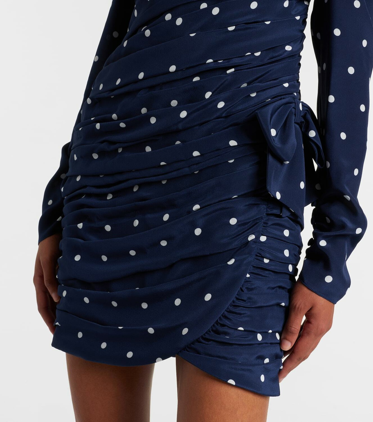 Alessandra Rich Bow-detail polka-dot draped minidress