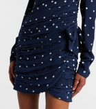 Alessandra Rich Bow-detail polka-dot draped minidress