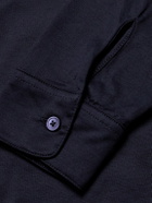 Mr P. - Silk and Cotton-Blend Polo Shirt - Blue