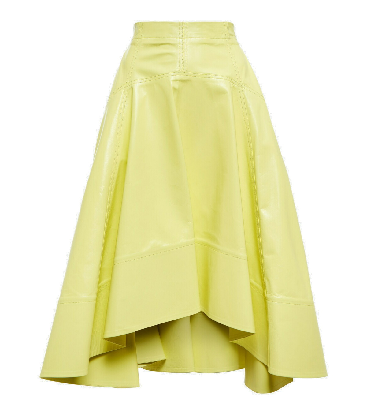 ワンピース BOTTEGA VENETA Women Mid Skirts 773158VA5Y0 9206 YELLOW Intrecciato leather midi skirt in yellow - Bottega Veneta