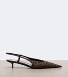 Saint Laurent Secret leopard-print slingback pumps