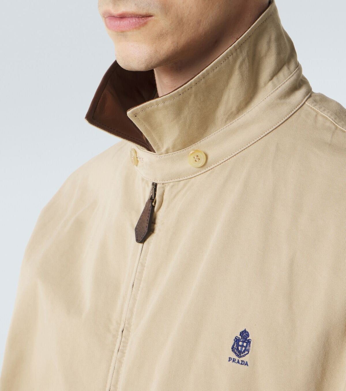 Prada Leather-trimmed cotton blouson jacket