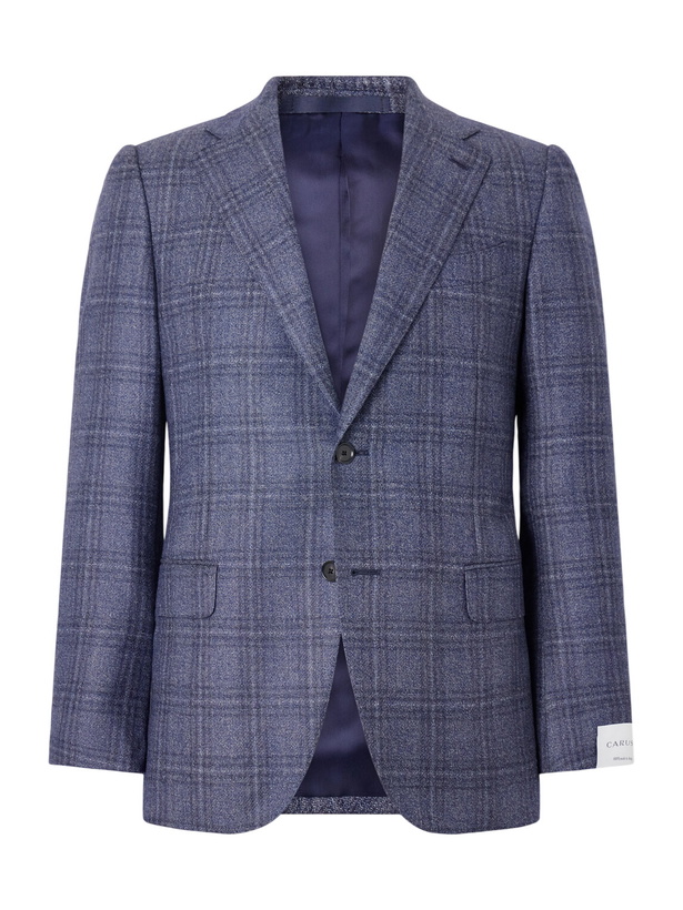 Photo: Caruso - Norma Checked Wool Blazer - Blue
