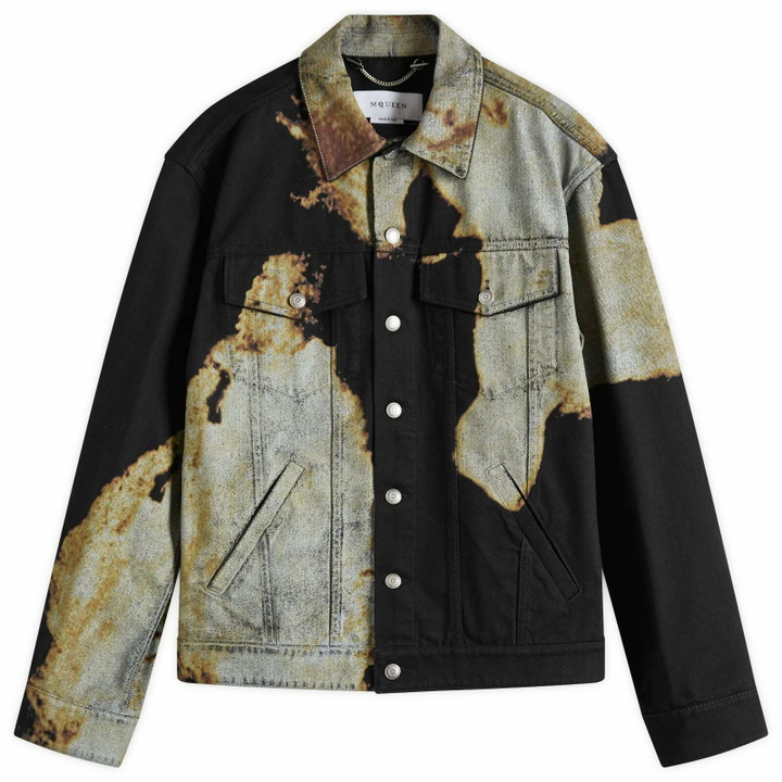 Photo: Alexander McQueen Men's Acid Treatment Denim Jacket in Black/Ivory