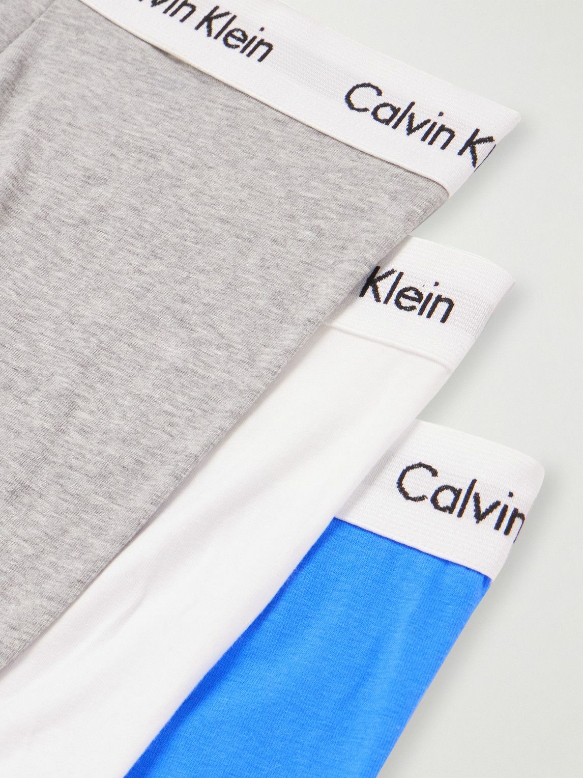 Calvin Klein Men's 3 Pack Stretch Cotton Boxer Briefs Blue Size Medium