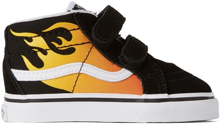 Photo: Vans Baby Black & Yellow Hot Flame Sk8-Mid Reissue V Sneakers