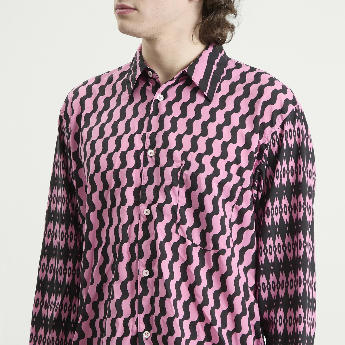 Comme des Garçons Homme Plus Men's Printed Long Sleeve Shirt in Pink
