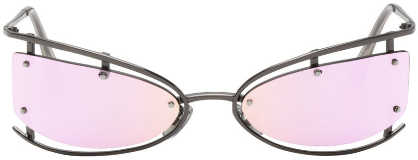 Acne Studios Gray & Purple Oval Sunglasses
