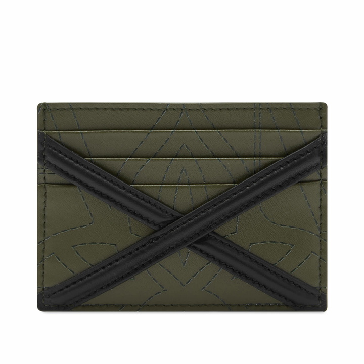 Photo: Alexander McQueen Men's Stitch Logo Card Holder in Dark Khaki/Black