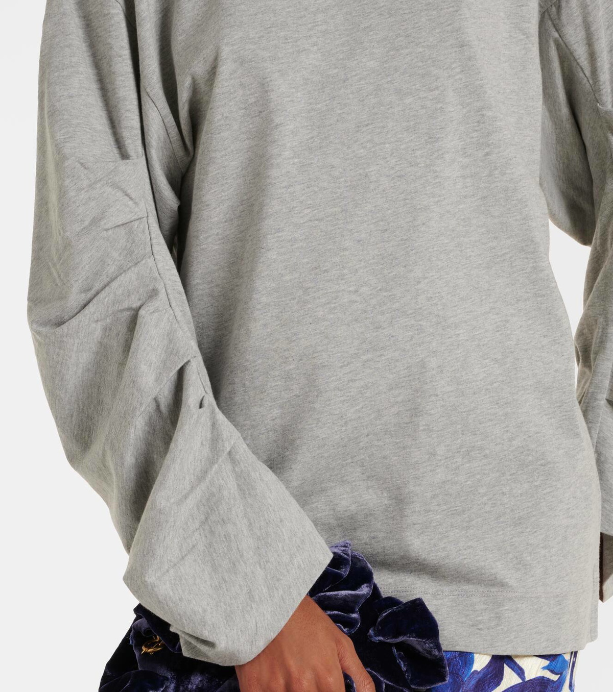 Dries Van Noten Ruched oversized cotton jersey top Dries Van
